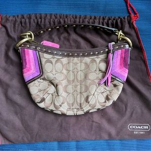 Vintage Coach brown and pink signature coach bag